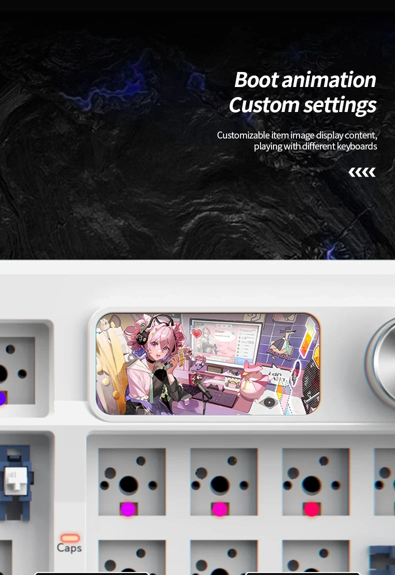 Kit de teclado YINDIAOY95 Hotswap con pantalla TFT, retroiluminación RGB completa, 2.4GHz, Bluetooth inalámbrico, teclado mecánico DIY personalizado