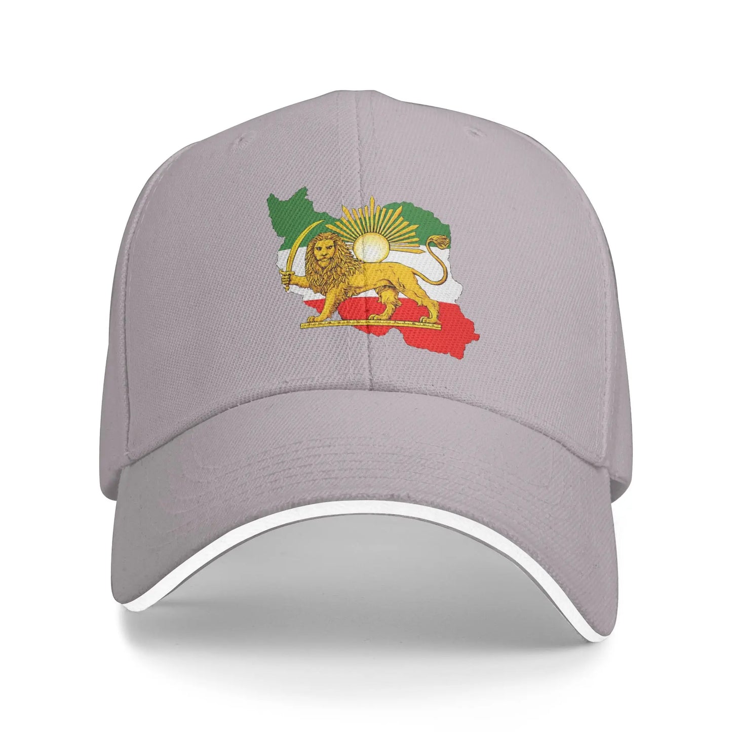 Iran Flag Map with Lion and Sun Emblem Vintage Persian Heritage Casual Baseball Cap Outdoor Trucker Hat Summer Baseball Caps
