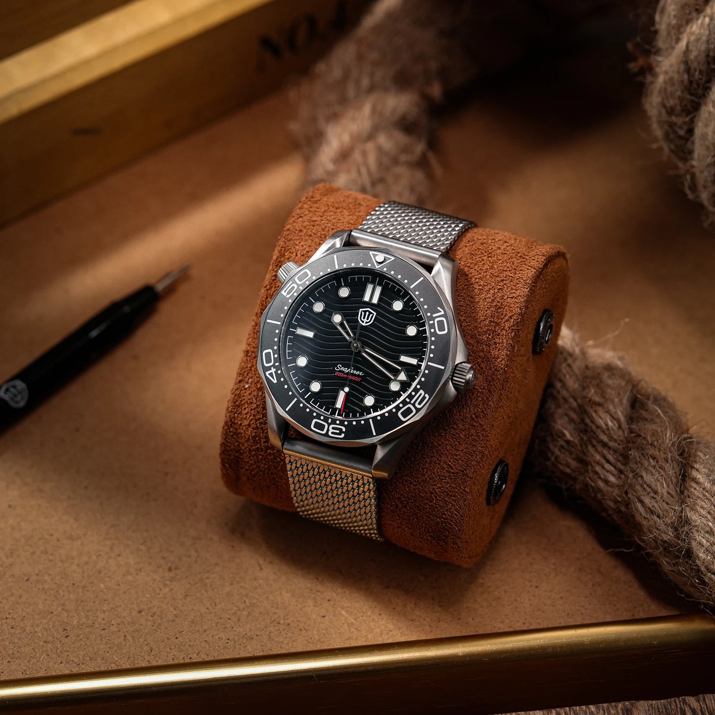 Watchdives 42mm Seafarer Grade 2 Titanium NTTD Dive Watch WD007Q V2 VH31 Sweep Second Quartz Movement Luminous Sapphire Watches