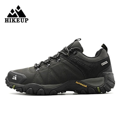 HIKEUP fire-sæsons vandresko til mænd, udendørssport, ægte læder, slidstærke klatresko, gummisål, trekking-sneaker