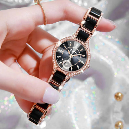 Watch for Women Brand Retro Light Luxury Waterproof Diamond Inlaid High Quality Stainless Steel Female Fashion Clock Watch