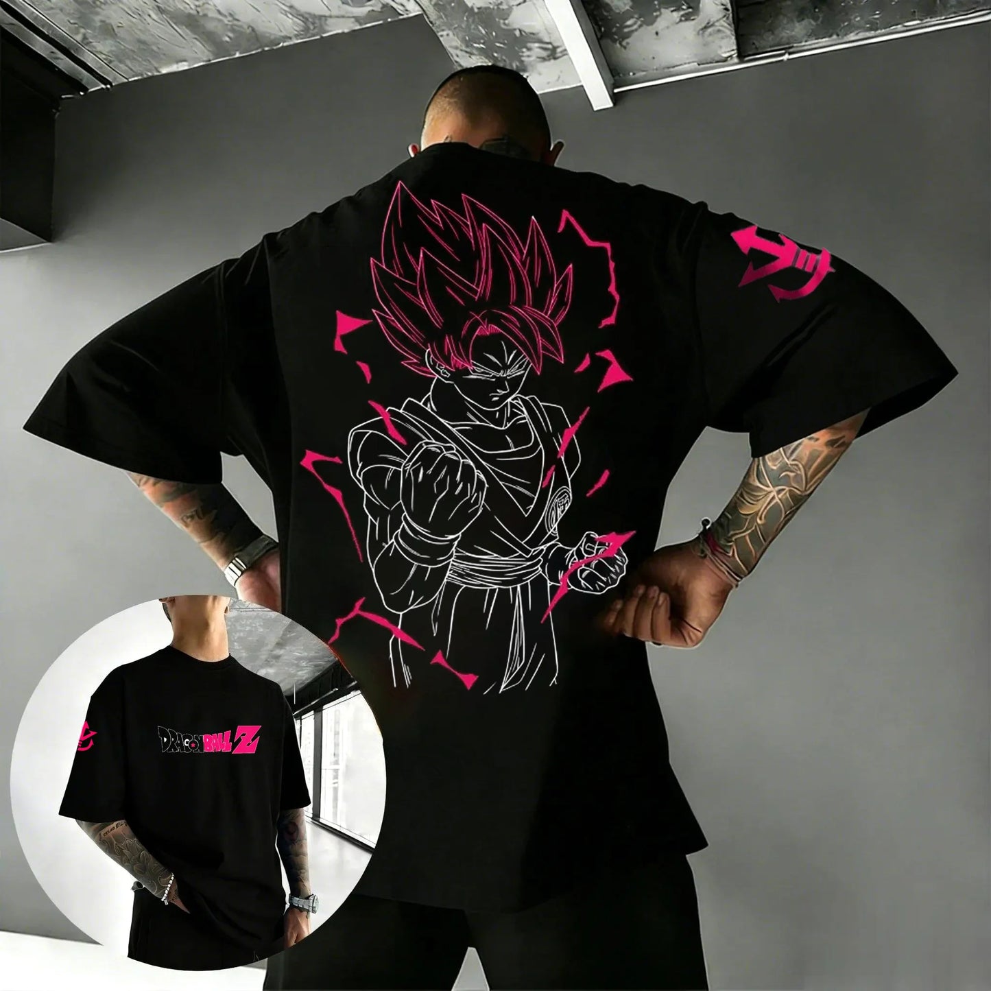 2026 New Hot Anime Dragon Ball Goku Printed Cotton Men's T-shirt Overside American and Women's Breathable Sports Round-neck