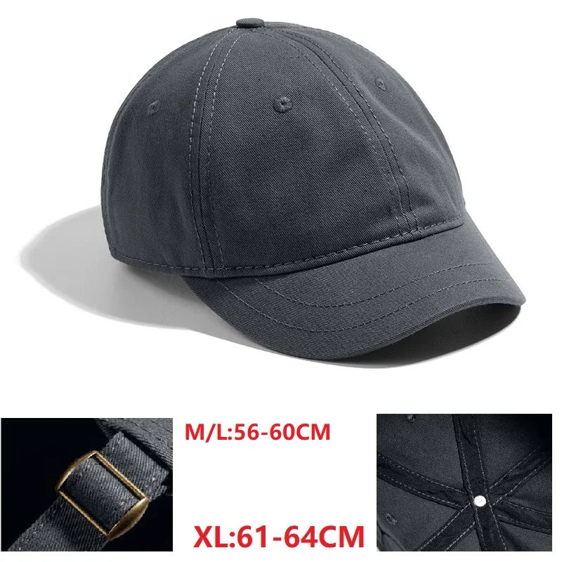 Czapka baseballowa dla mężczyzn z dużym daszkiem, z tyłu zamknięta, z krótkim daszkiem 5 cm, czapki z siateczki dopasowane do głowy, elastyczne czapki z całkowicie zamkniętym tyłem, rozmiary 56–60 cm, 61–65 cm