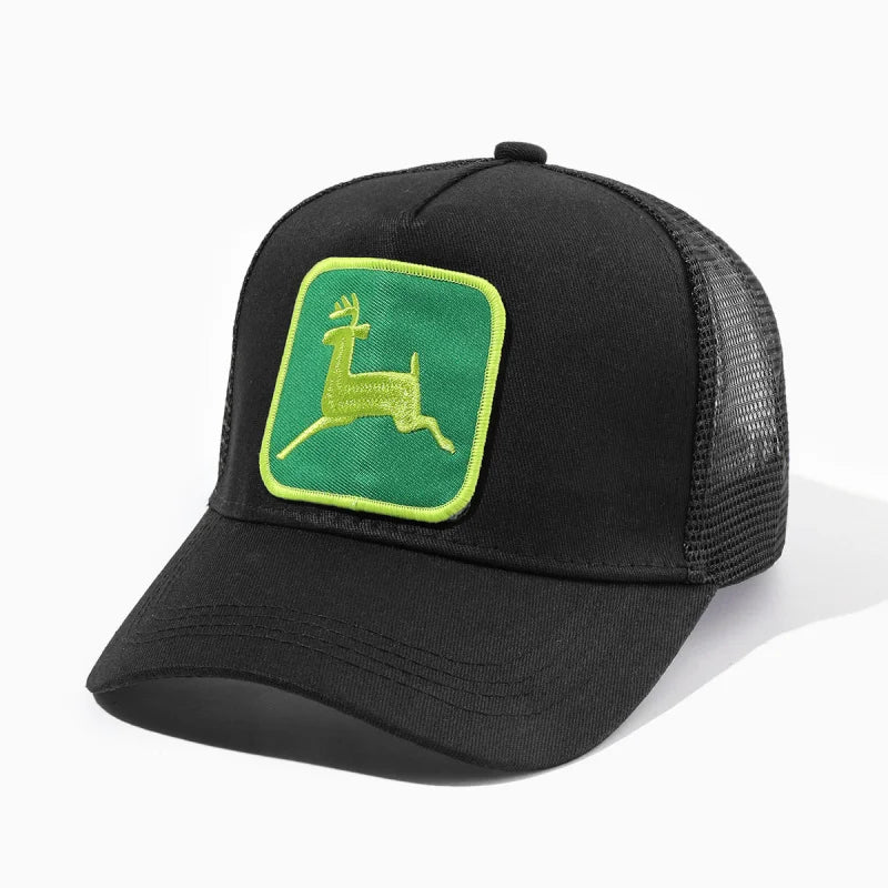 Elk Embroidery Duckbill Cap for Women, Sun Protection Wide Brim Baseball Cap, Adjustable Mesh Cap, Export Ready Stock Hat