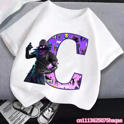 New Fortnites Kids T-shirts Cartoon Letter Graphic T-shirts Boys Girls Summer Casual Sports Short Sleeves Tops Children Clothing