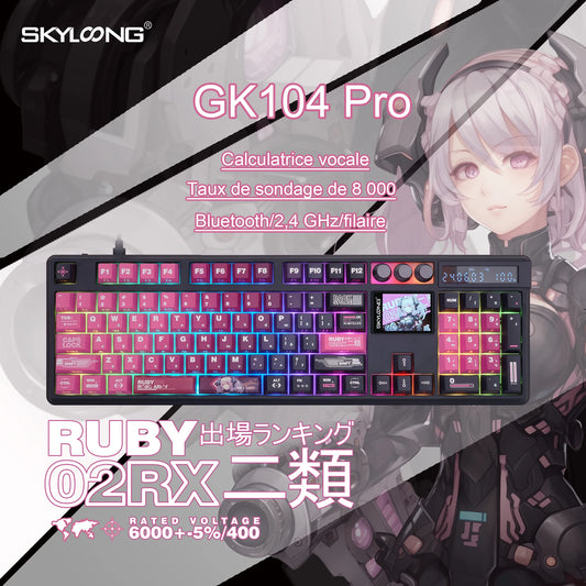 SKYLOONG GK104 Pro Wireless Mechanical Keyboar Full-Size Gamer Keyboard RGB Backlit Voice Calculator 8K Polling Rate for PC