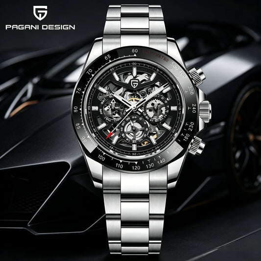 PAGANI DESIGN Automatische mechanische Herrenuhr aus Edelstahl, wasserdichte Sportuhr 10Bar, luxuriöse Casual-Uhr für Herren, Reloj Hombre