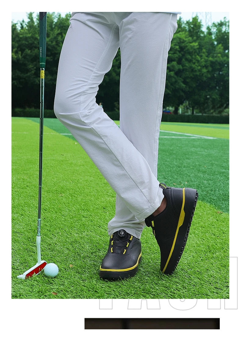 Paar Golfschuhe für Herren, weiß, wasserdicht, mit drehbarer Schnalle, Fitness, ohne Spikes, rutschfest, Golf, Golfer, Training, Golf-Sneaker, Damen