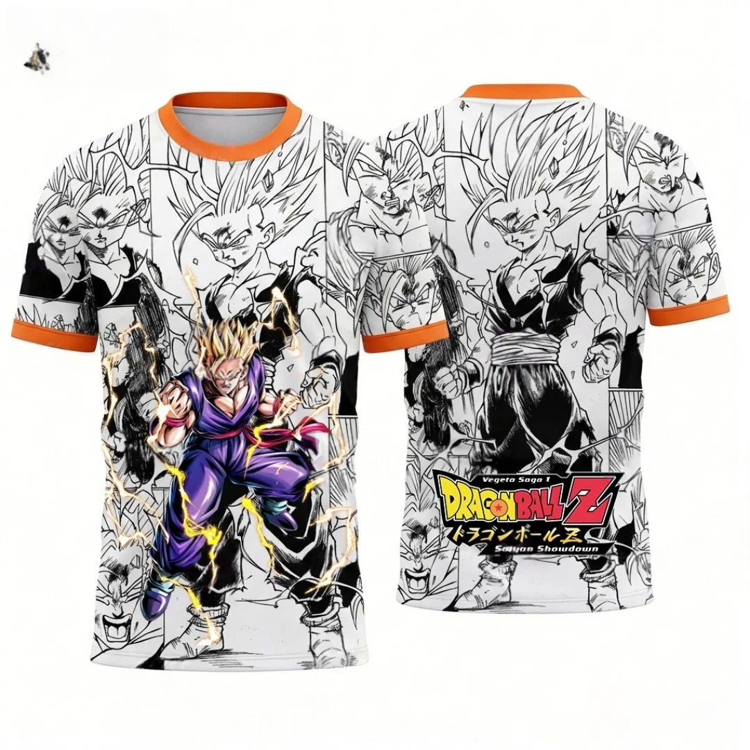Summer 2026 Dragon Ball Goku & Gohan "Father and Son Together" Comic Themed 3D Printed Breathable T-shirt for Adults and Parents