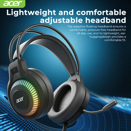 Auriculares Gaming com Fio RGB e Microfone – Headset Gaming com Som Surround de Baixa Latência, Iluminação RGB Elegante, Isolamento de Ruído e Ajuste Confortável