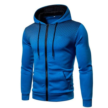 Men's Zip Up Hoodie Pocket Polka Dot Print Hooded Sweatshirt Sport Outdoor Casual Slim Fit Men Spring Autumn Zipper Hoodie