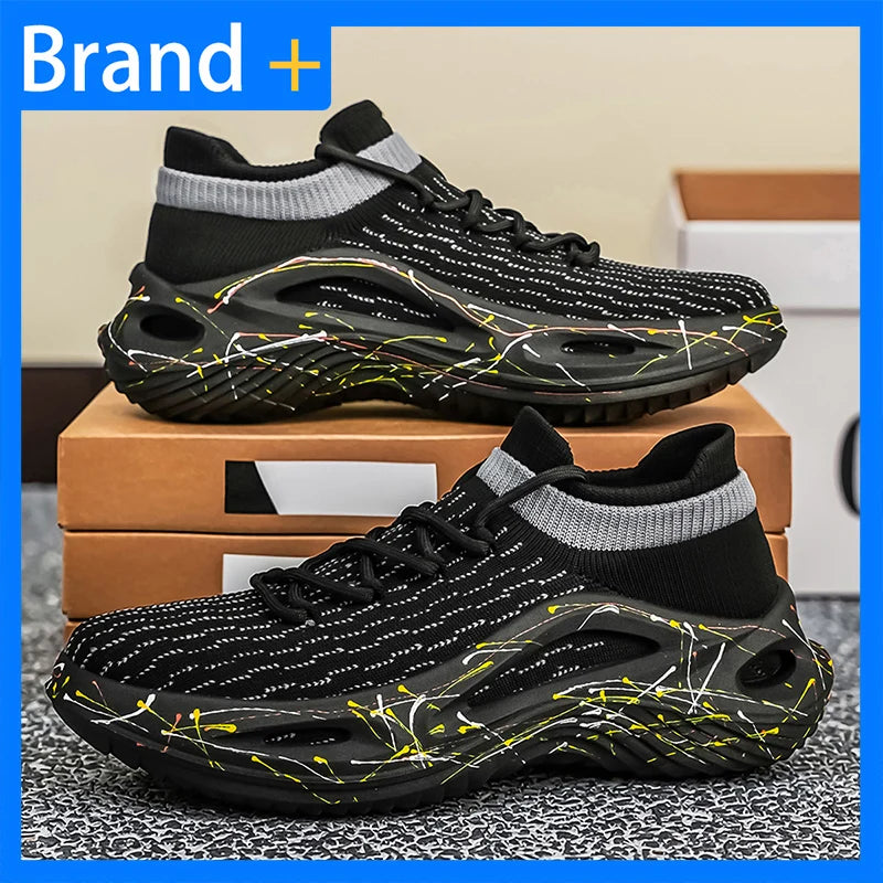 Chaussures de sport pour homme en maille légère et souple, semelle épaisse, antidérapantes, chaussures de tennis à lacets, pour le fitness en plein air et la course à pied au printemps