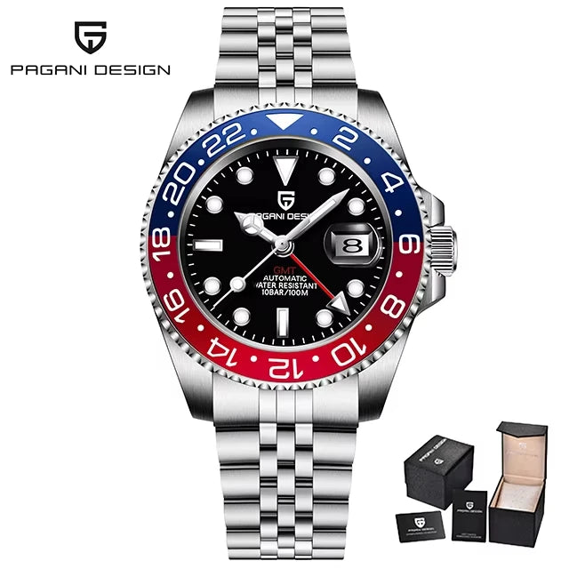 GMT Wristwatch PAGANI DESIGN Automatic Watch 40mm Mens Watch Top Brand Mechanical Watch 100M Waterproof Luminous Watches PD-1662