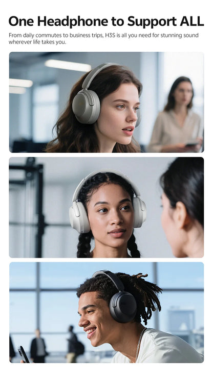 Cuffie Bluetooth 6.0 Over-Ear QCY H3S con ANC adattivo -56dB – Headset wireless Hi-Res LDAC, batteria 102H, audio spaziale Dual Driver