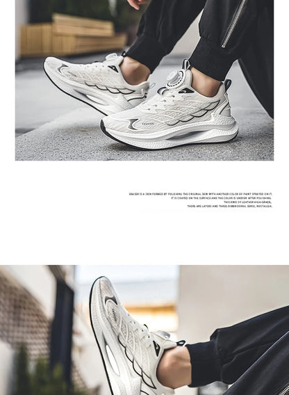 Summer Breathable Casual Sports Shoes for Men, New Fashionable and Versatile Breathable Mesh Rotating Buckle Running Shoes Suitable for Outdoor Sports and Daily Wear
