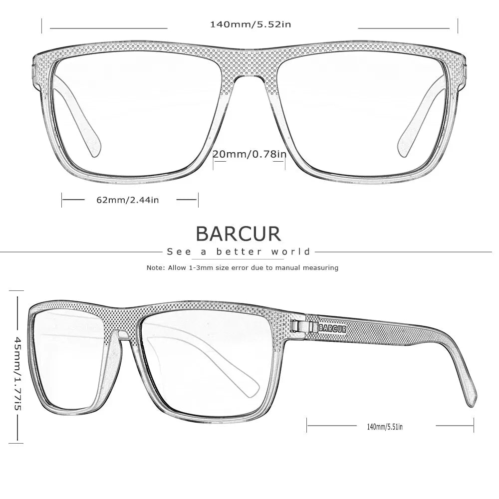 BARCUR Design TR90 Sluneční brýle pro muže Polarizované Lehké sportovní sluneční brýle Dámské brýle Doplněk k brýlím Oculos Ochrana proti UVAB záření