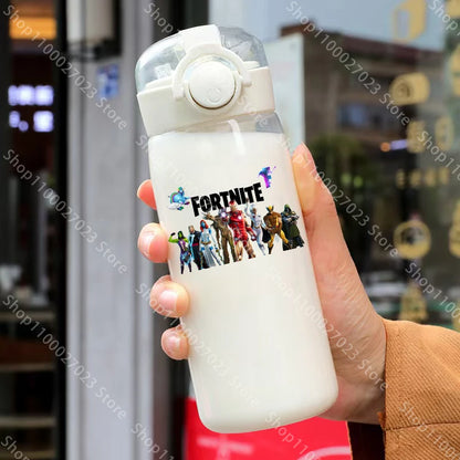 Bicchiere con cannuccia Fortnite da 400ML e 18CM per adulti, ragazzi e ragazze, graziosa tazza per acqua con motivo cartoon per studenti, bottiglia d’acqua resistente agli urti, portatile, idea regalo