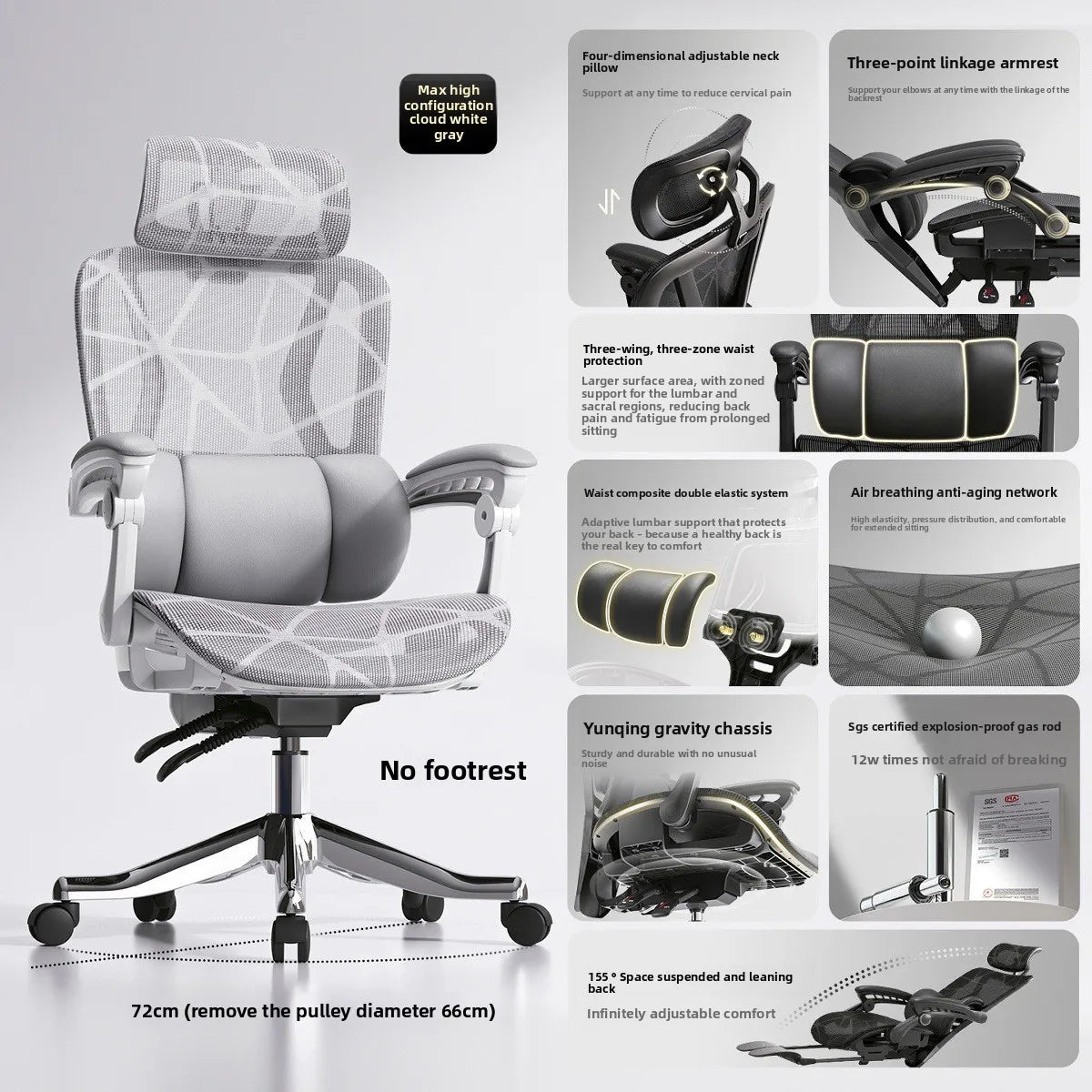 UVR Gaming Computer Chair Ergonomic Office Chair with Reclining Backrest, Adjustable Height, Comfortable Mesh Executive Swivel Chair for Home & Work