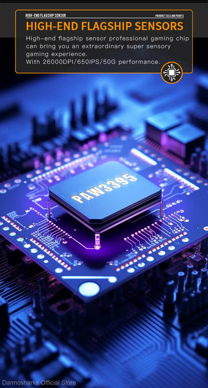 Darmoshark M3Pro gamingmus 2.4G BT trådlös tri-mode PAW3395-sensor N52840 26000DPI för stora händer makrodrivrutin mus för gaming