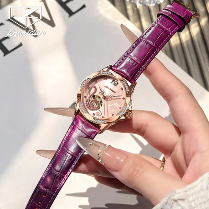 JSDUN 8820 Women Watches Mechanical Watch Luxury Elegant Original Watch Ceramics Strap Waterproof Luminous Ladies Watch Gift Box
