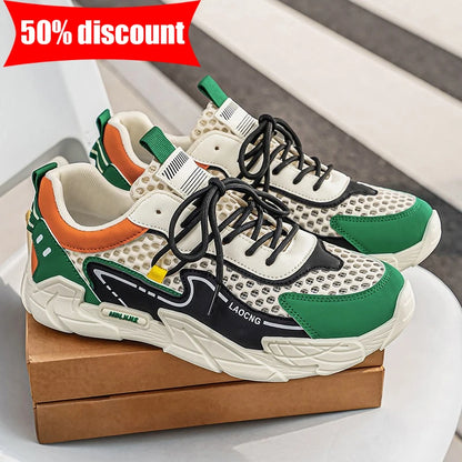 Chaussures de sport pour homme : chaussures de marche estivales en maille, décontractées et tendance, à lacets, neuves, pour les jeunes, idéales pour les trajets quotidiens, confortables et polyvalentes