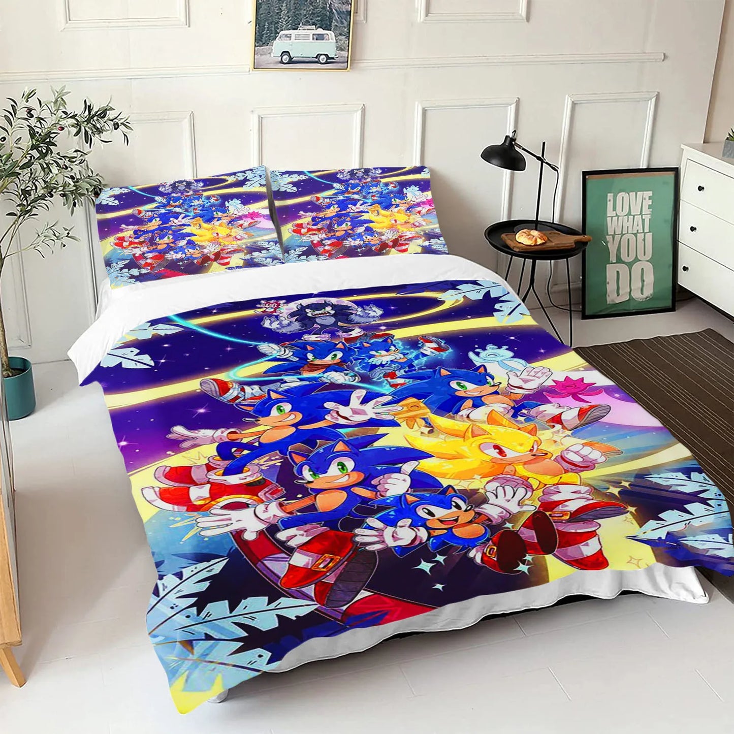 The Movie hedgehogs Boy Bedding Set Anime Digital Cartoon Sonics Duvet Cover Comforter Bed Youth Kids Girl Boys Gift