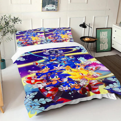The Movie hedgehogs Boy Bedding Set Anime Digital Cartoon Sonics Duvet Cover Comforter Bed Youth Kids Girl Boys Gift