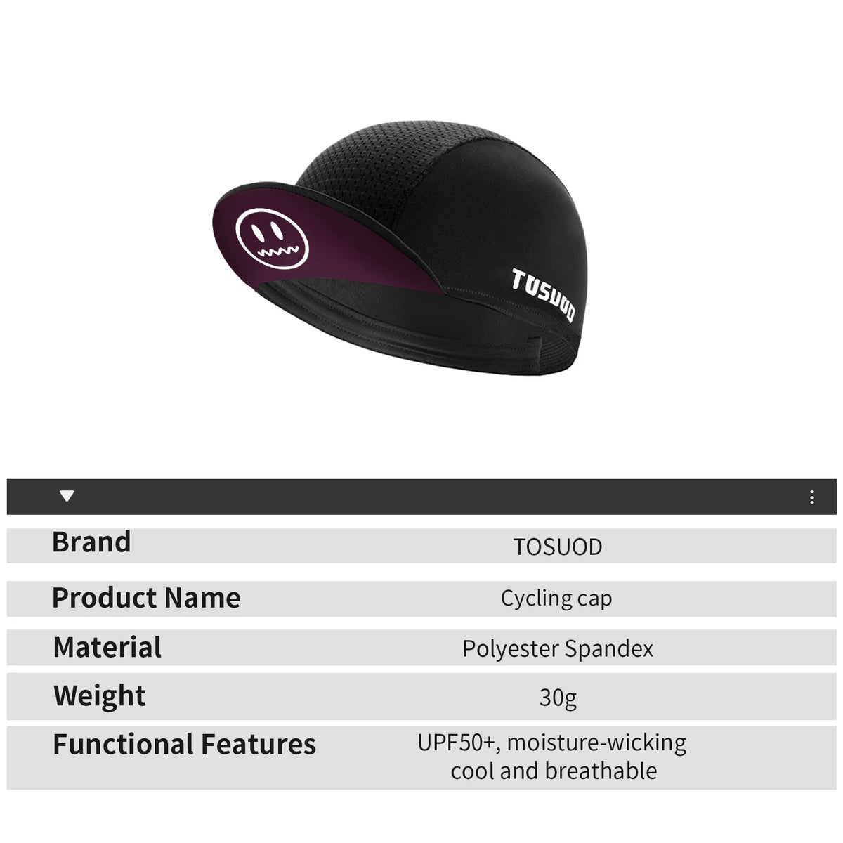 TOSUOD Fahrradmütze – atmungsaktiv, Sonnenschutz, schnell trocknend, hoch elastisch, individueller Stil, Unisex, Outdoor-Sport-Accessoires