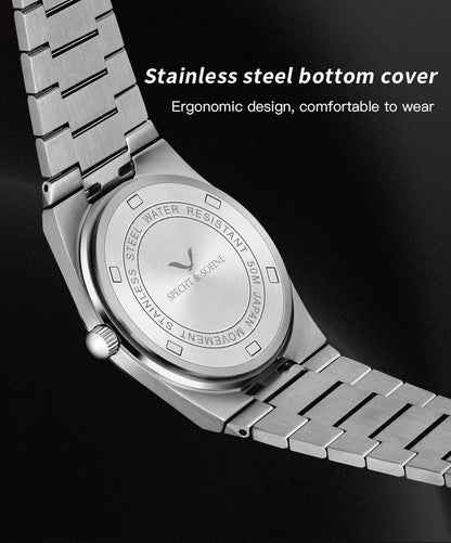 2025 SPECHT&SOHNE New Rubber Strap Fashion Quartz Watches For Men Stainless Steel Watch Ice Blue Luminous Sapphire Crystal 5BAR