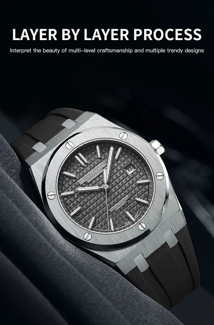 Specht&Sohne New 40MM Mechanical Watch For Men Grey Color Sports Wristwatch Japan Miyota 8215 Automatic Watch 50M Waterproof