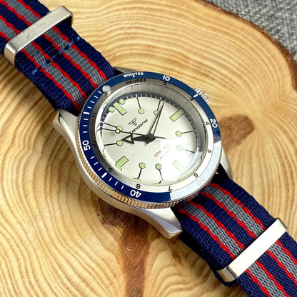 Tandorio Red Blue 40mm PT5000 Japan NH35A Mechanical Automatic Dive Men Watch 20ATM Waterproof Domed Sapphire Screw Crown Reloj