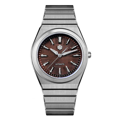 San Martin 39mm Luxury Men Sports Watch Waffle Dial Integrated Bracelet Miyota 90S5 Automatic Mechanical Clear Caseback SN0152