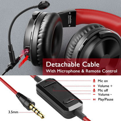 Cuffie da gaming wireless OneOdio Pro-M Bluetooth 5.2 HiFi stereo, autonomia 110H con microfono, bassi profondi, cuffie over-ear pieghevoli