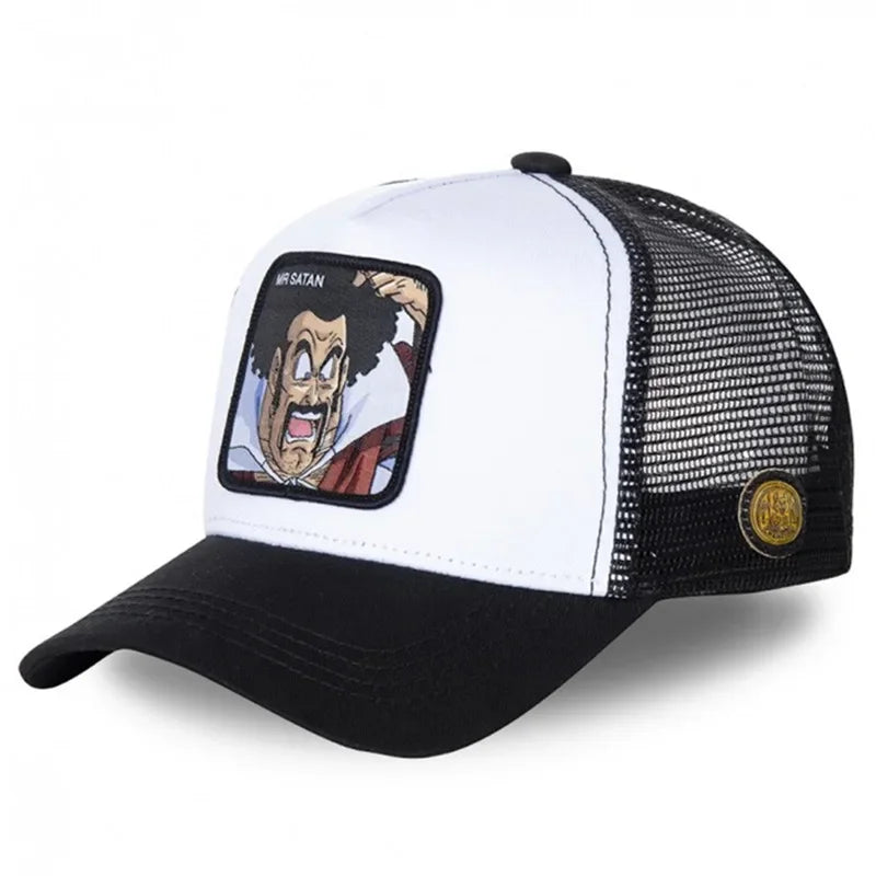 Dragon Ball Buu Goku-Kappe, Sommer-Reisekappe mit Schirm, Herren-Kappe mit Stickerei, im Hip-Hop-Stil, Sonnenvisier, verstellbare Trucker-Netzkappe