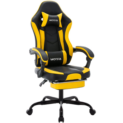 Sedia da gaming WOTSTA con poggiapiedi, sedia gamer ergonomica con cuscino lombare e poggiatesta, sedia per computer regolabile in altezza