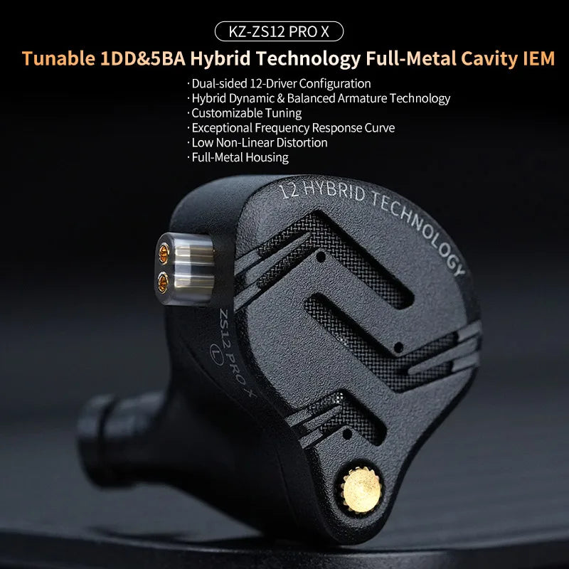 KZ ZS12 PRO X Hybrid Dynamic & Balanced Armature Technology IEM Earphone Upgrade HiFi Bass In Ear Headphone Tunning Wire Headset