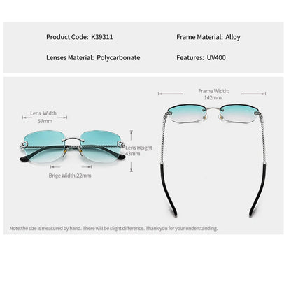Lunettes de soleil métalliques sans monture HBK pour homme, lunettes de soleil « Wave Cutting » pour femme, lunettes de voyage et de shopping, lunettes de vue UV400, style estival