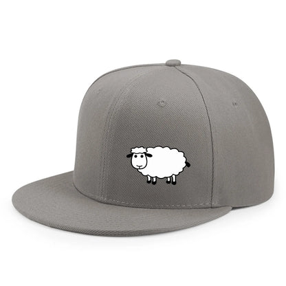 Unisex-Baseballkappe mit verstellbarem Riemen – Streetstyle-Kappe mit flachem Schirm und Schafsmuster – Lässige, vielseitige und personalisierbare Kappe