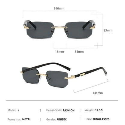 Trendy bezrámové sluneční brýle pro muže a ženy, módní bezrámové obdélníkové sluneční brýle, retro brýle s ochranou UV400, letní brýle, brýle