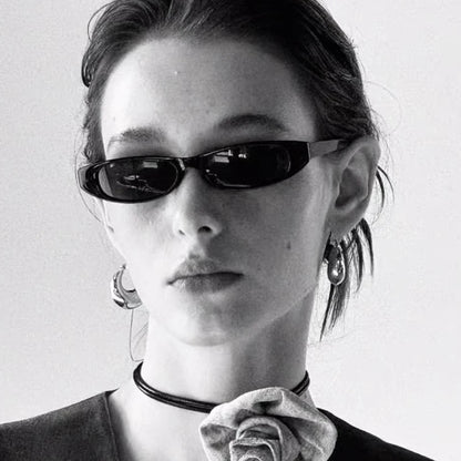 Popular Small Narrow Cat Eye Sunglasses Women Men's Luxury Brand Black Red Sun Glasses Retro Tiny Rectangle Candy Shades