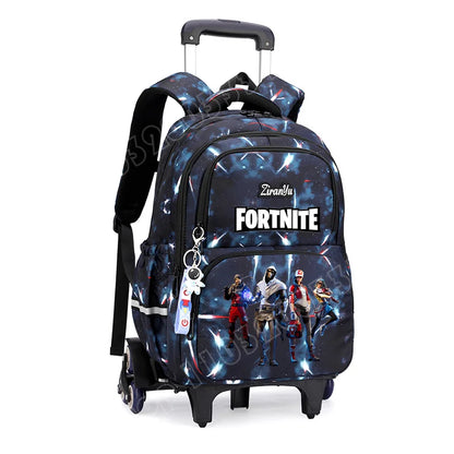 Fortnite Trolley Bag Easy Stair Climbing Anime Waterproof Wheeled Backpack Large Capacity Student Schoolbag Casual Travel Bag
