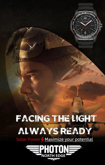 NORTH EDGE PHOTON Men Digital Military Watch Waterproof 50M Men's Sport Wristwatches Solar Power Luminous Enviormentally Clock
