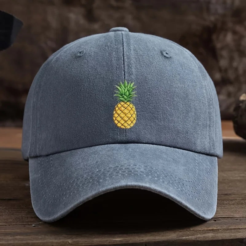 Pineapple printed baseball cap, outdoor casual hat, sports and daily outfit, fashionable headwear, street style