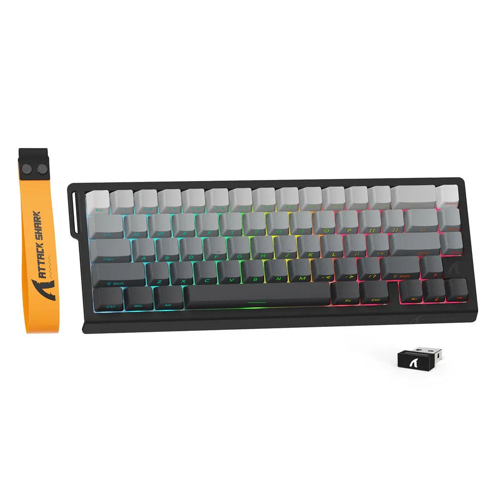 ATTACK SHARK X68PRO HE Tastiera gaming wireless Rapid Trigger con attuazione regolabile, hot-swap, retroilluminazione RGB, BT/2.4GHz/cablata