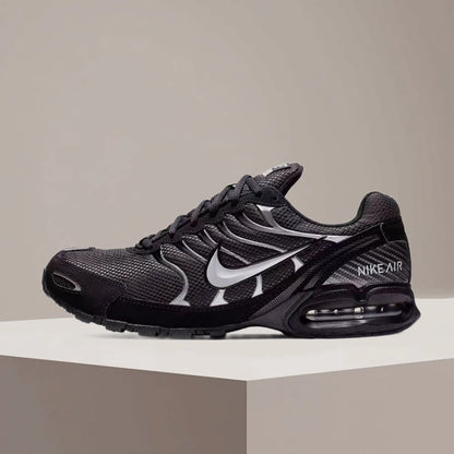 Męskie buty do biegania Nike Air Max Torch 4 – czarne/srebrne, sznurowane, miękka podeszwa środkowa, oddychająca cholewka 343846-002