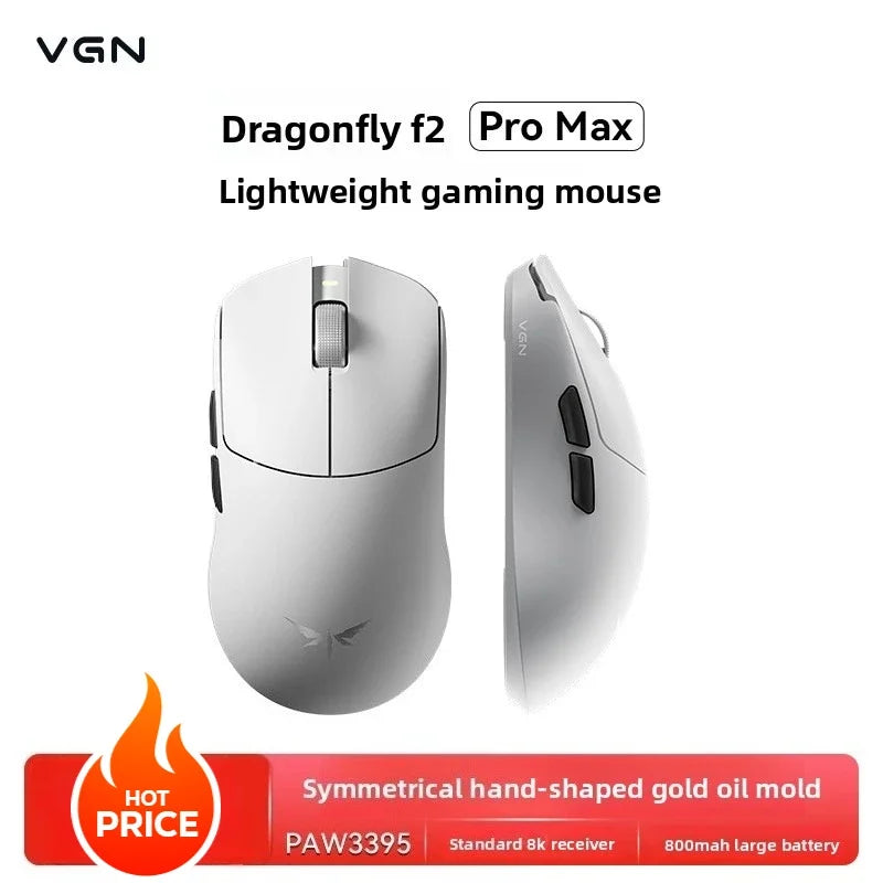 VGN Dragonfly F2 ProMax/Ultra esportovní herní myš 42000DPI 0.125ms pro CS:GO, nízká latence, kabelová/bezdrátová, duální 8K, 3 režimy, PAW3395/3950