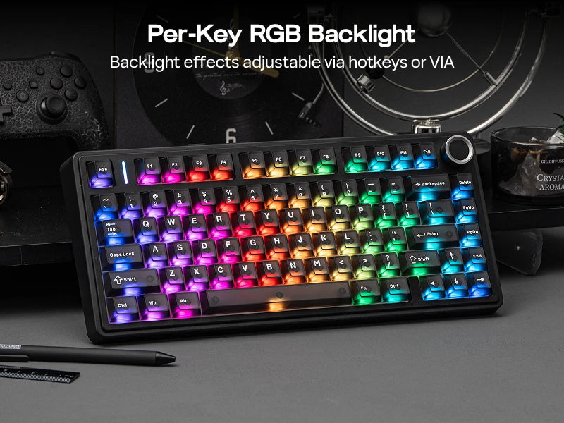EPOMAKER x AULA F75 Ultra VIA programmierbare mechanische Tastatur, 75 %, ANSI-US-QWERTY-Layout, Gasket-Mount, kabelgebunden/Bluetooth/2.4Ghz kabellos