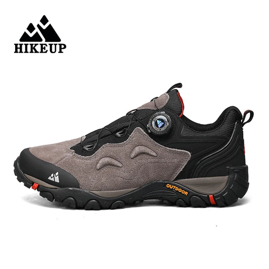 HIKEUP-Leather Shoes for Men, Outdoor Hiking Shoes, Tourist Trekking Sneakers, Mountain Climbing Trail Jogging Shoes, Turnbuckle