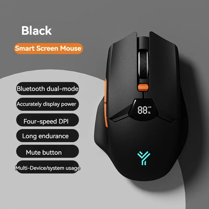 2.4G Bluetooth Wireless Mouse Screen Display Power 600mAh Large Capacity Battery, Light Tone Buttons for Gaming and Office