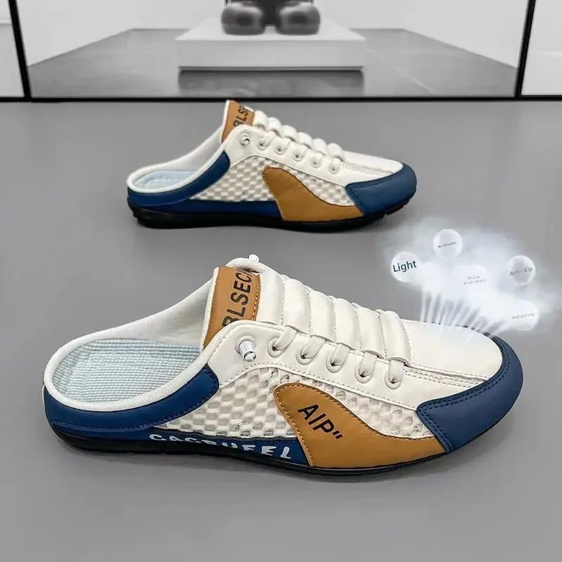 Sapatilhas desportivas casuais slip-on com atacadores para homem, em malha respirável, unissexo, para primavera e outono, corte baixo, sola plana e calçar rápido e fácil